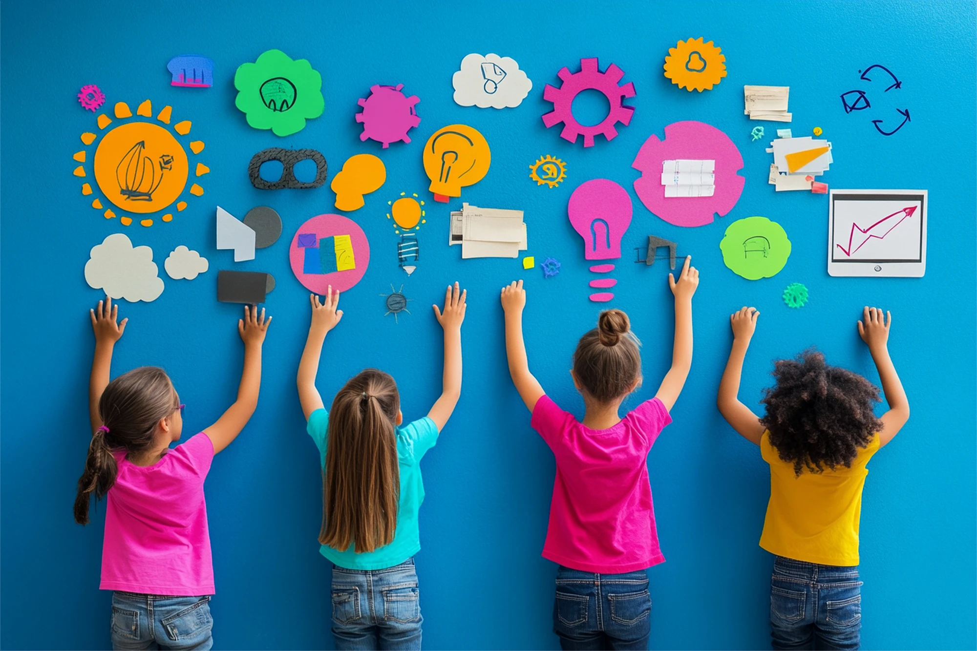 Crianças praticando a interdisciplinaridade.